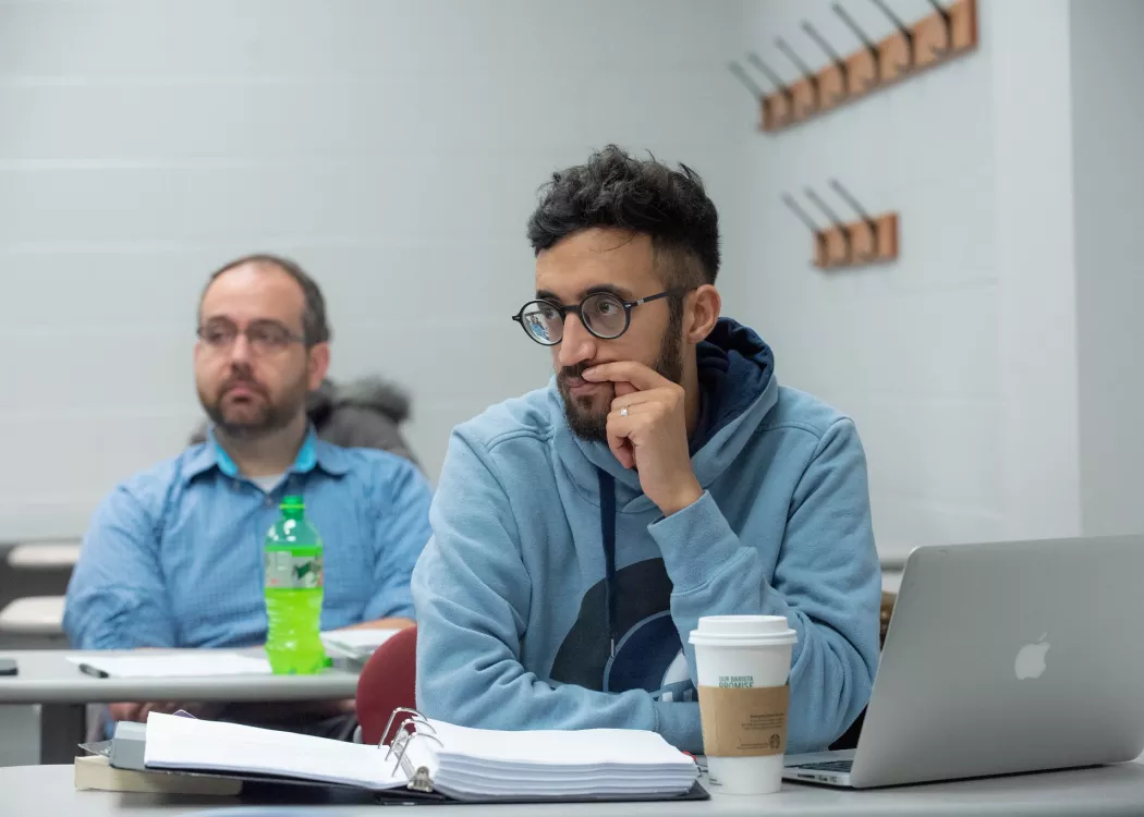 Student listens carefully during a lecture