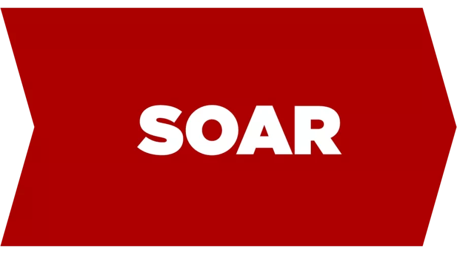 Arrow with text "Soar"